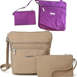 NWOT Baggalini Purple Go Bagg with RFID wristlet